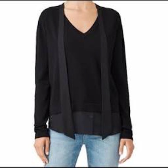 Bobeau V-neck sweater with chiffon tie and back - Picture 1 of 7